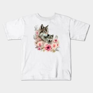 Wolf with baby Kids T-Shirt